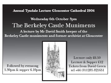 Annual Tyndale Lecture announcement